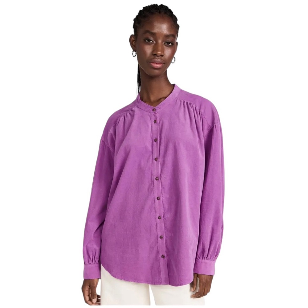 NWT Xirena Atlee Shirt Blouse Top Size Sm Purple Corduroy Peasant Cottage Beach